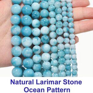 Natural Blue Ocean Larimar   Big, Bold, Beautiful  15" Strand